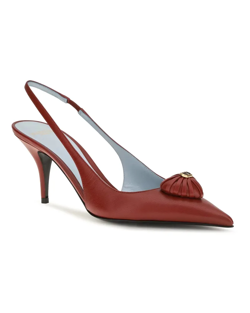 Valentino Garavani Women's Coeur Royal Slingback Leather Pumps Russet Red Sandal Red