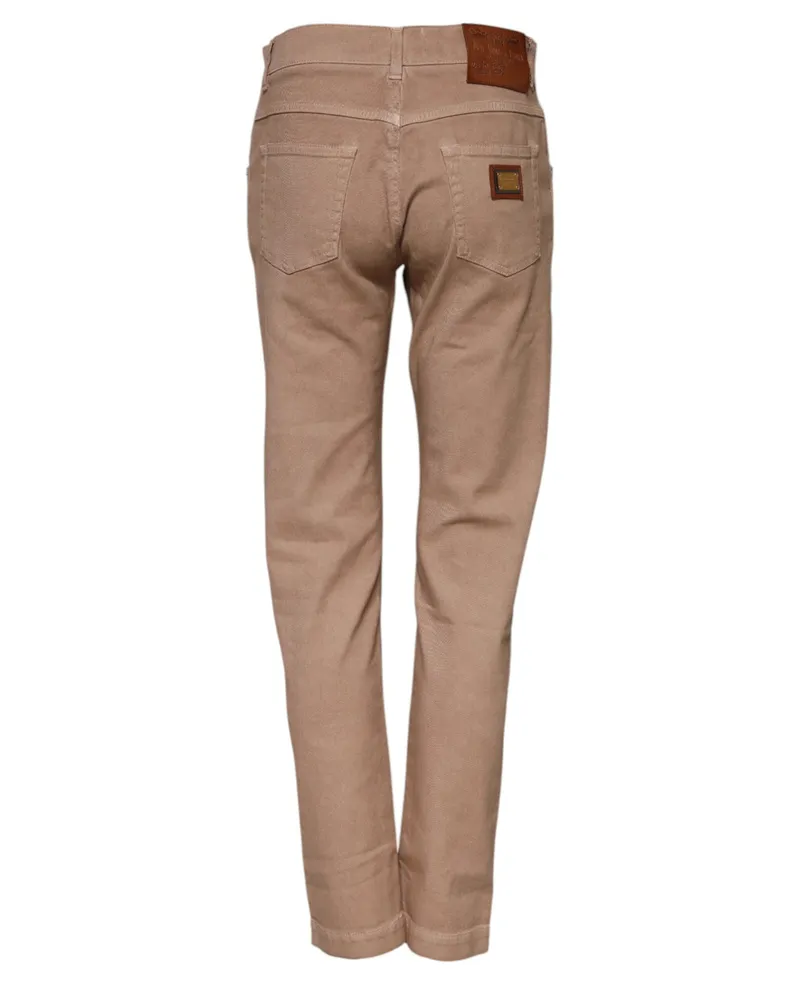 Dolce & Gabbana Women's Brown Cotton Boyfriend Denim Trousers Jeans Elastane Brown