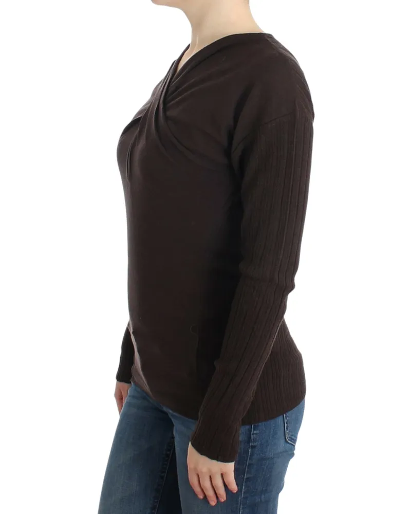 Roberto Cavalli Women's Brown Knitted Wool Sweater Virgin Clothing Brown