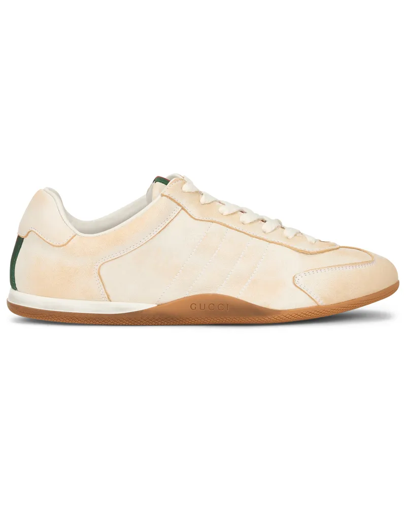 Gucci Women's Sneakers Shift Aged Leather Beige Calf Skin Trainers Beige