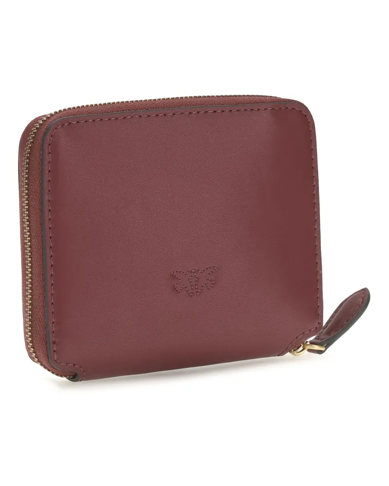 Pinko Women's Leather Zip-Around Wallet Ribes Intenso-Antique Gold Calf Bos Taurus Red