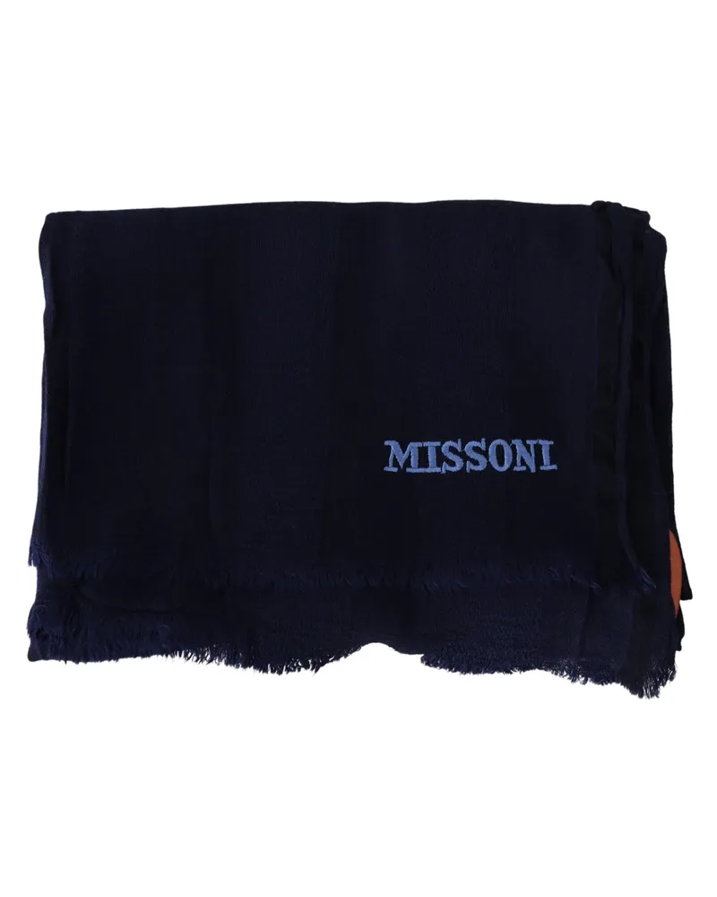 Missoni Men's Blue Wool Knit Unisex Neck Wrap Scarf Blue