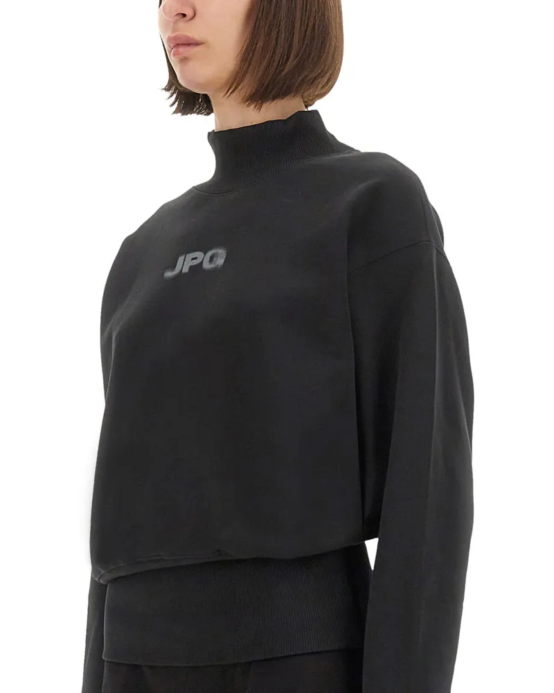 Jean Paul Gaultier Cropped Organic Cotton Sweatshirt — Black Black