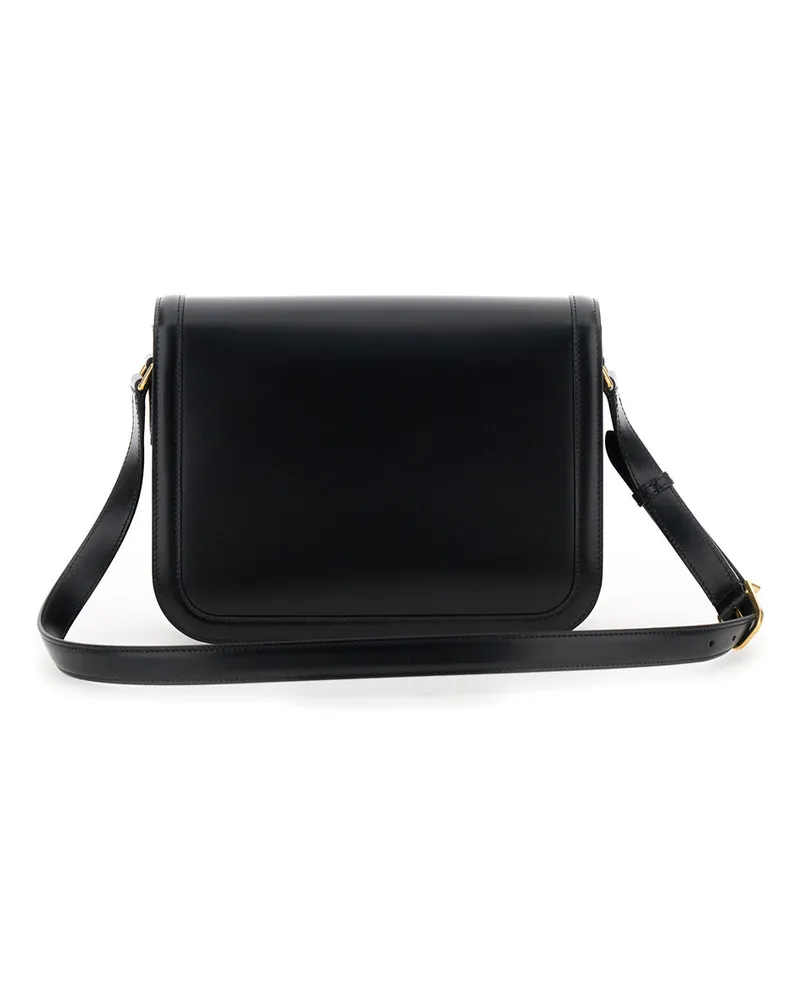 Valentino Garavani Men's Black Shoulder Bag With Vlogo Detail Calf Leather Black