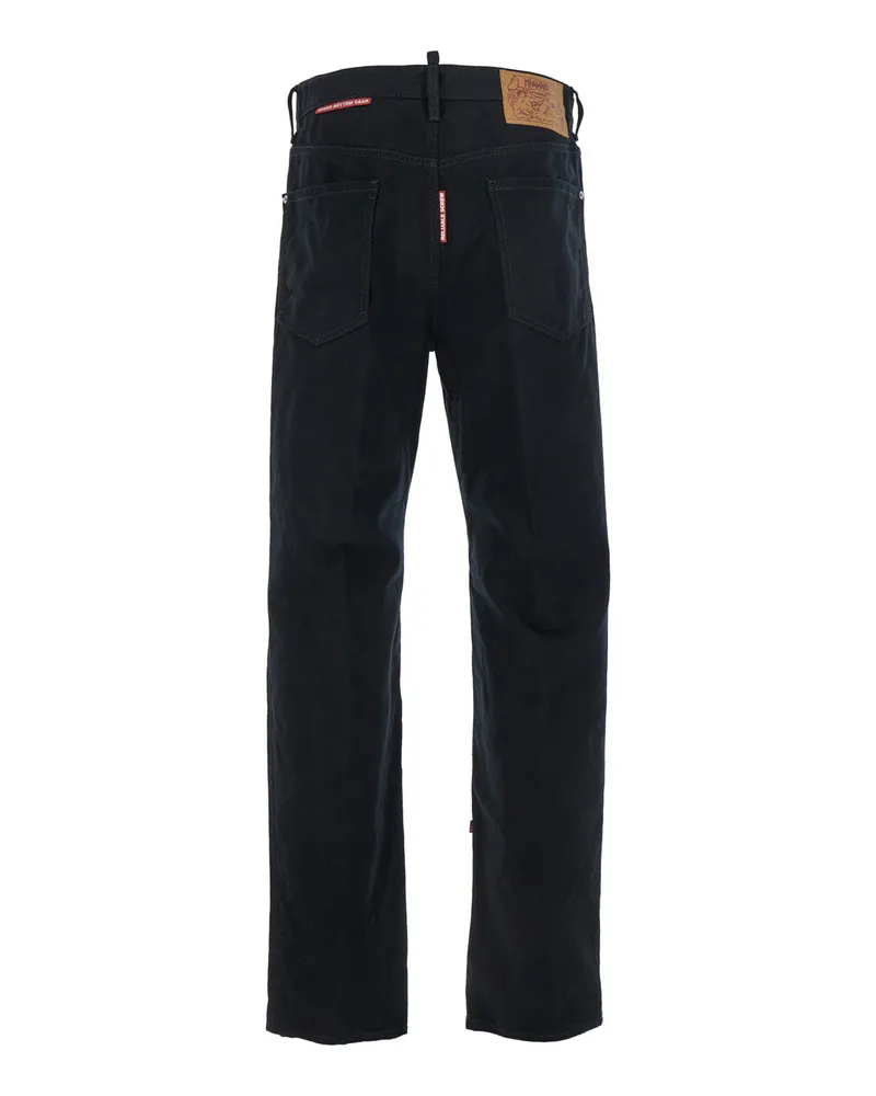 Dsquared2 Men's Black Jeans With Belt Loops And Logo Patch Cotton Black