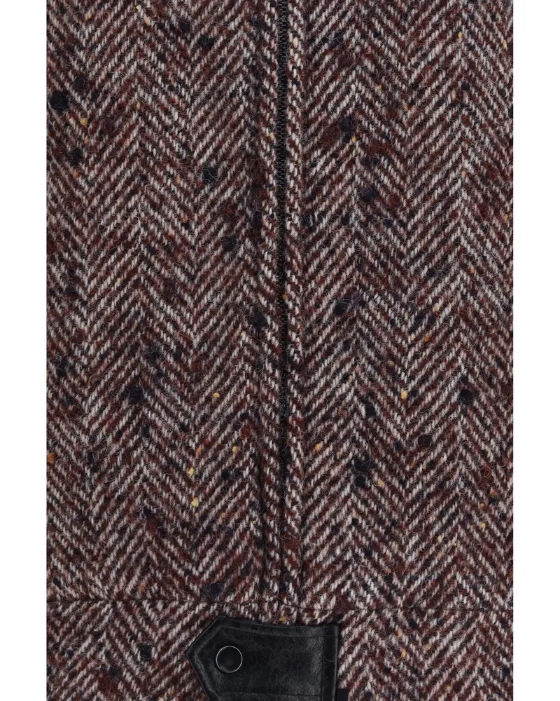 Kristina Ti Women's Virgin Wool Blend Jacket With Leather Sleeves Bordeaux Bordeaux