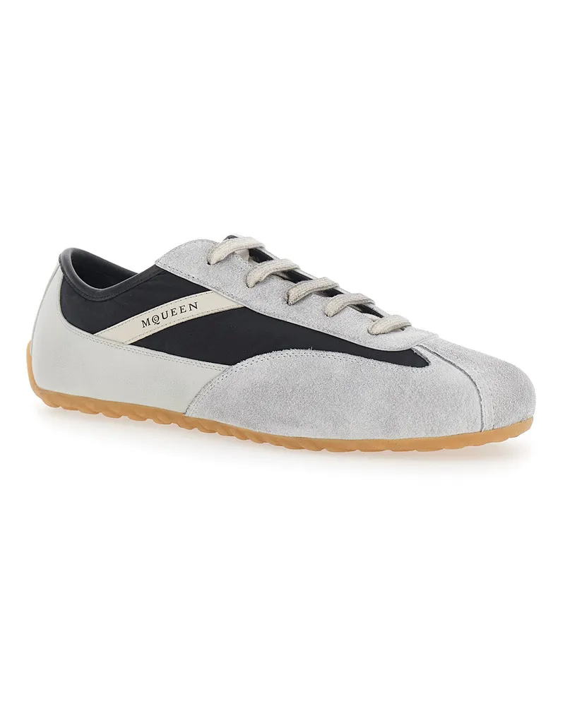Alexander McQueen Men's Low Top Sneakers Boxe Grey Suede Calf Leather Trainers Gray