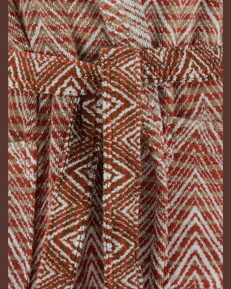 Missoni Home Unisex Hooded Bathrobe Zigzag Red Cotton Towels & Bath Robes Red