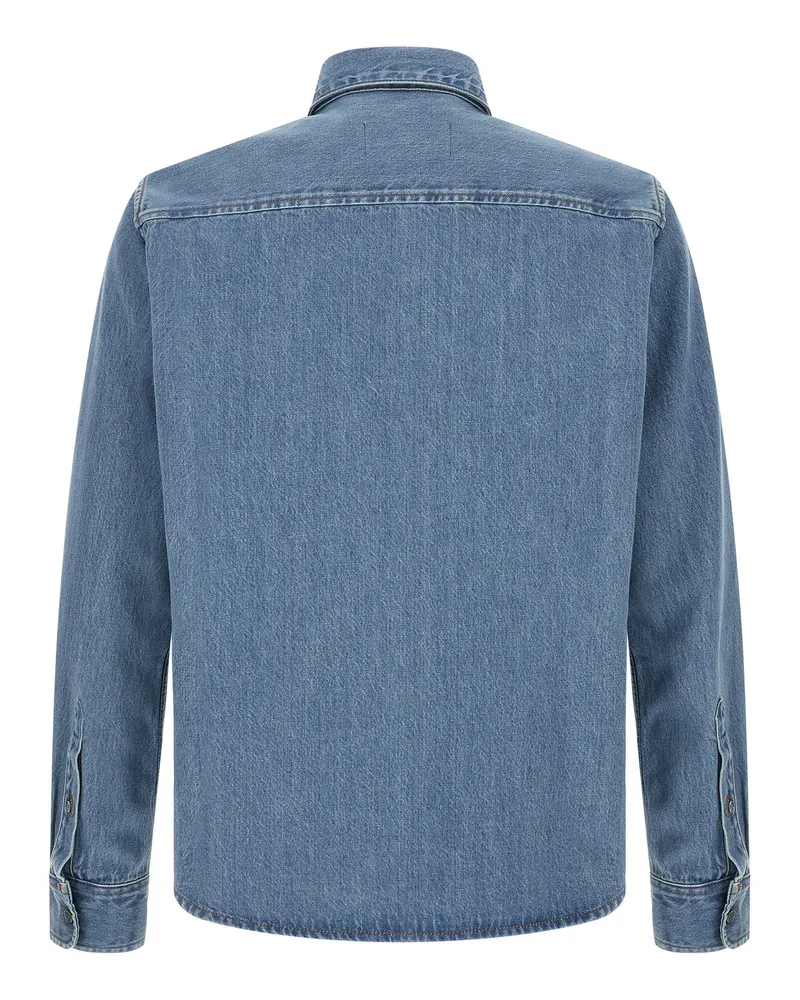 AMI Paris Men Blue Cotton Blouse Blue