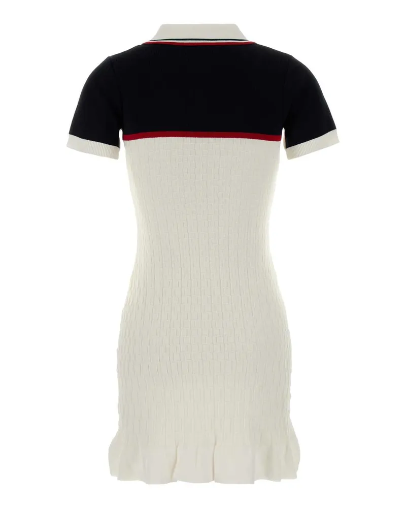Casablanca Paris Women White Viscose Blend Polo Dress Viscoseblendwhitenavy Exterior: Nylon Maglieria Sweater White