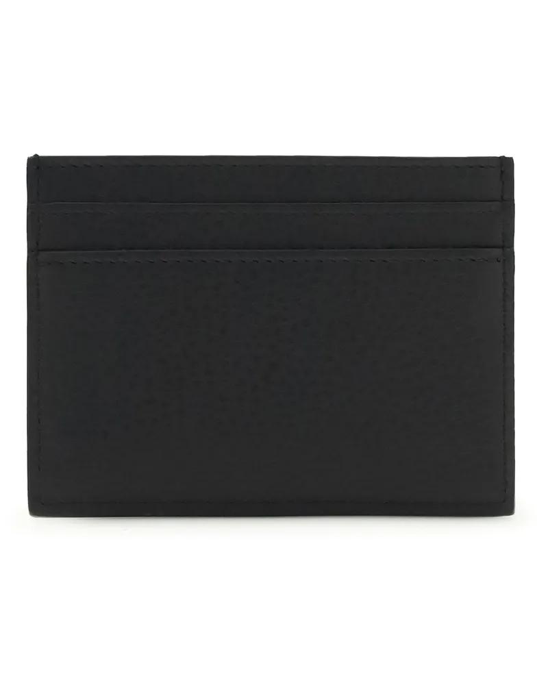 Saint Laurent Men's Card Holder Tiny Cassandre Black Calf Leather Umbrellas Accessory Black
