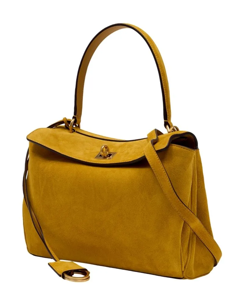 Balenciaga Women's Rodeo Top Handle S Shoulder Bag Leather Khaki Calfskin Shoulder-hobo-bags Yellow