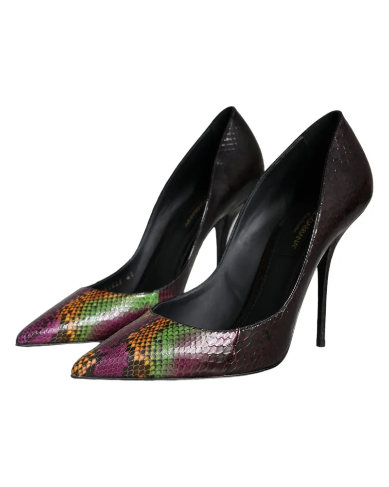 Dolce & Gabbana Women's Multicolor Exotic Leather Heels Pumps Shoes Multicolor