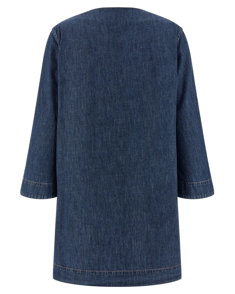 Valentino Garavani V-Gold Embellished Denim Dress — Blue Blue