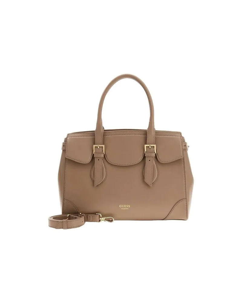 Guess Women's Shoulder Bag Taupe Cow Leather - Satchel-Bags Taupe