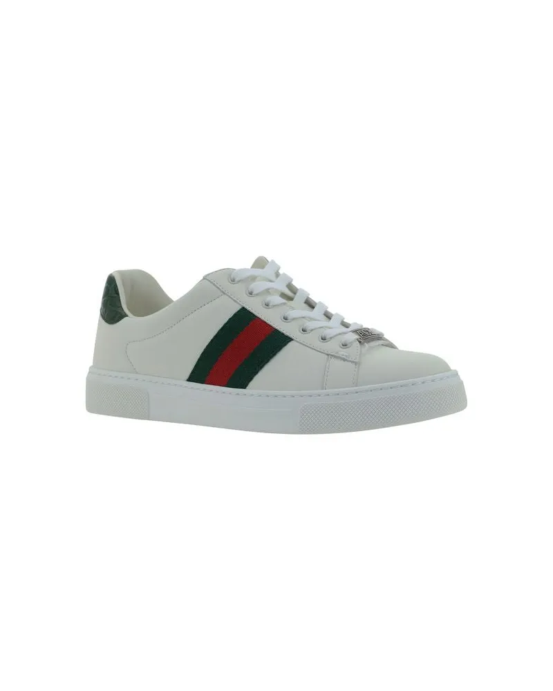Gucci Women's White Calf Leather Bos Taurus Low Top Sneakers White