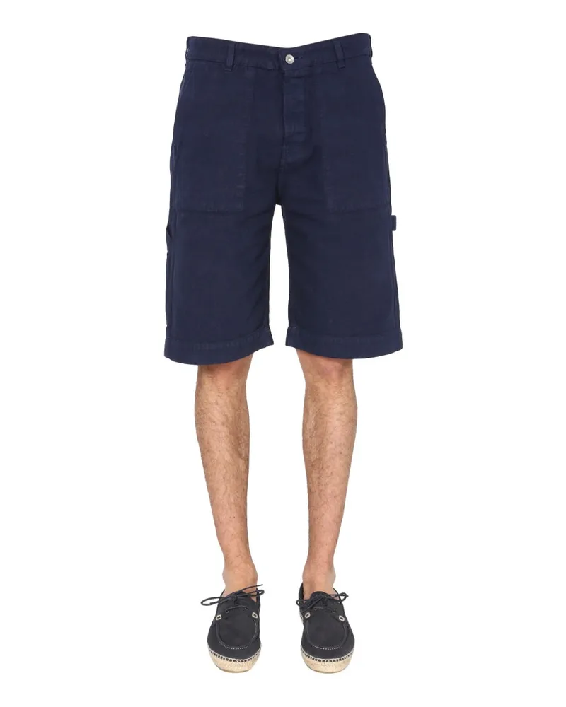 YMC Cotton Canvas Bermuda Shorts — Blue Blue