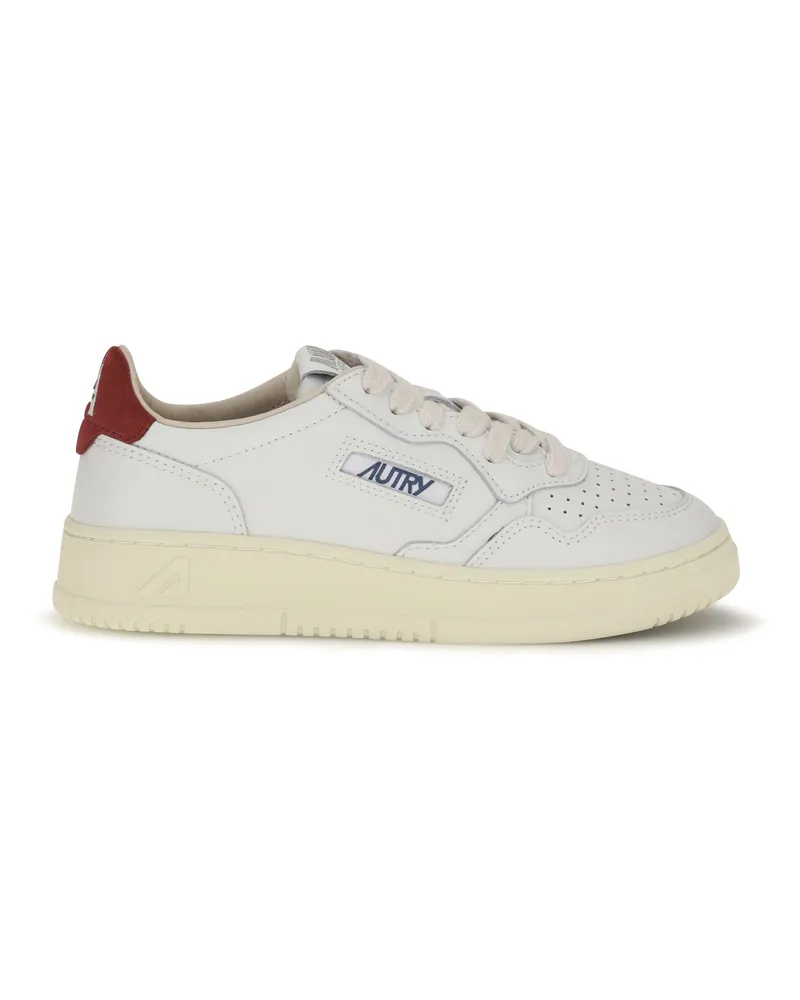 AUTRY Women's Sneakers Medalist Low Leather White-Deep Claret Trainers White/deep White