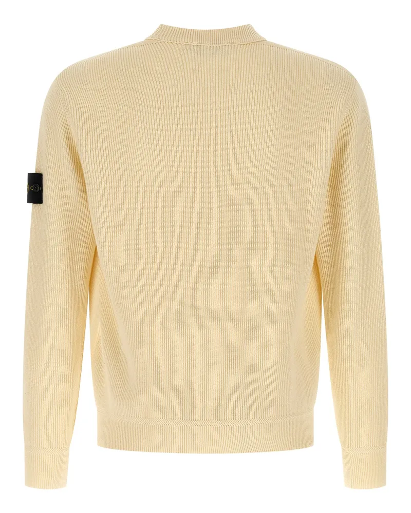 Stone Island Ribbed Cotton Sweater — Cream Cream