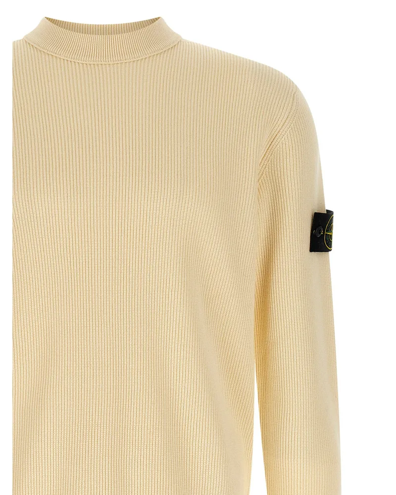 Stone Island Ribbed Cotton Sweater — Cream Cream