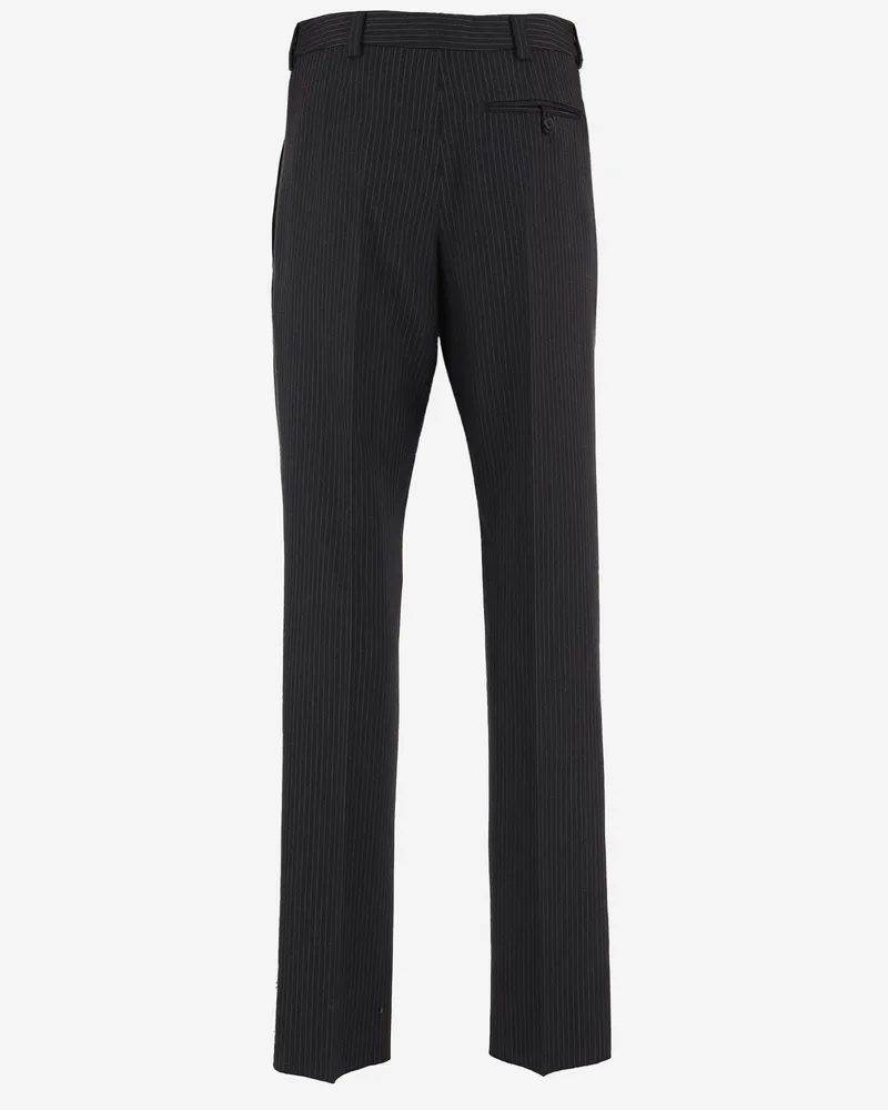 Saint Laurent Men's Tailored Wool Trousers Dark Grey Gray