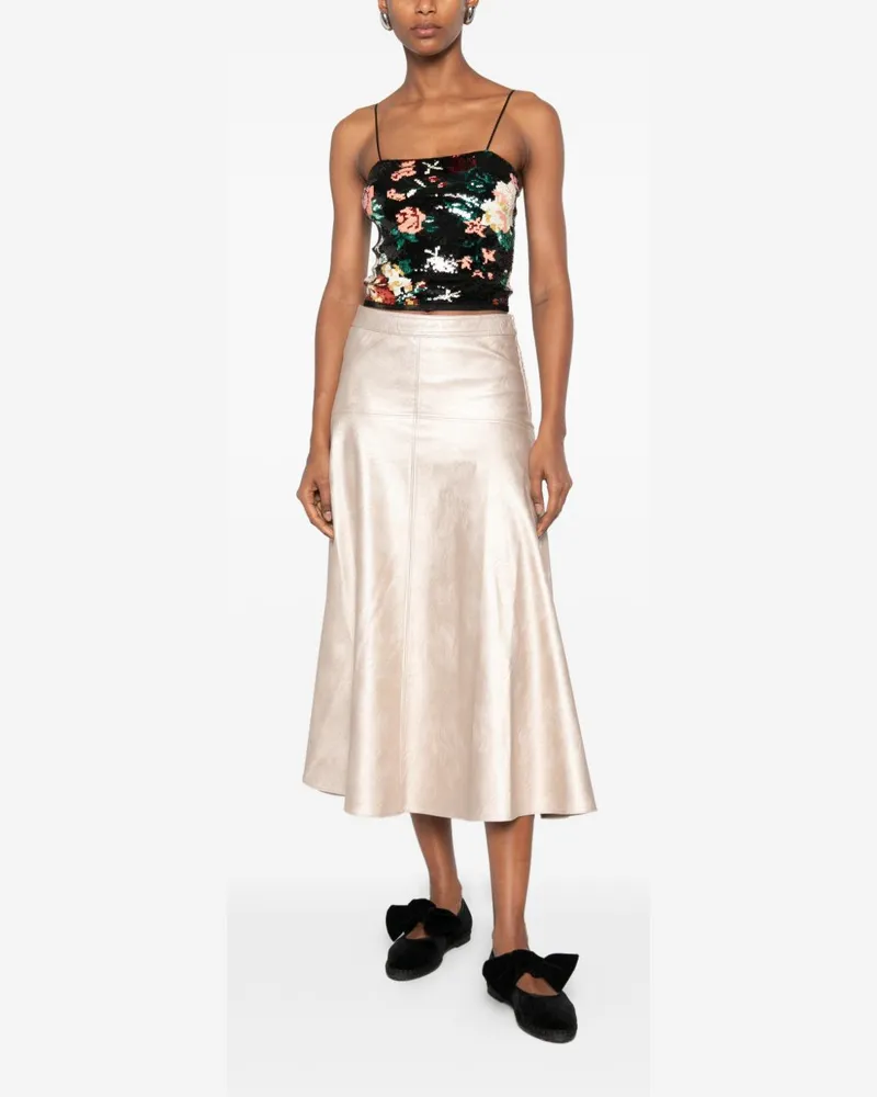 forte_forte Metallic Eco Leather Skirt — Silver Silver