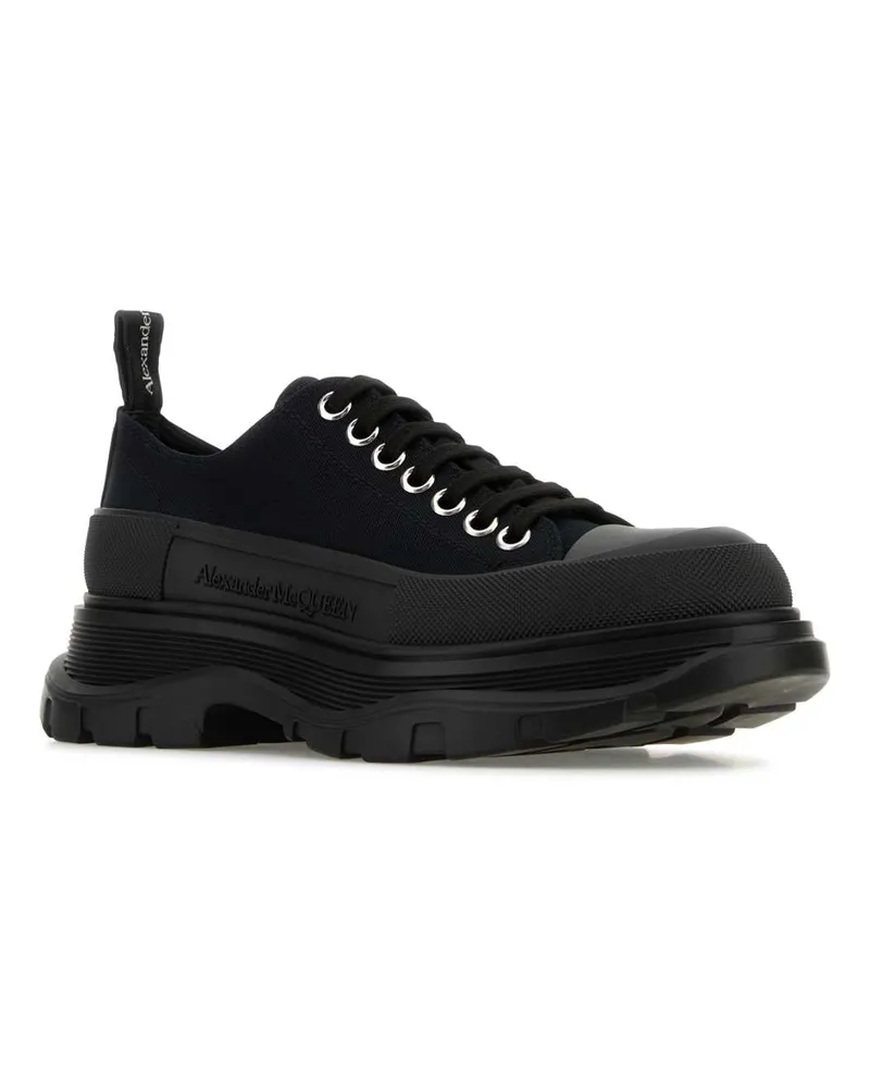 Alexander McQueen Women's Black Canvas Tread Slick Sneakers Blackblack Black
