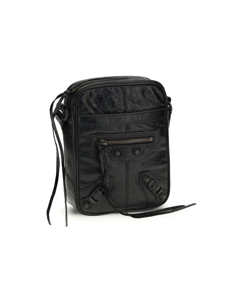 Balenciaga Men's Black Lamb Ovis Aries Shoulder Bag Black