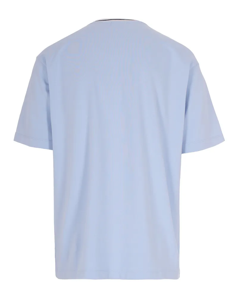 Drôle de Monsieur Text-Print Crew Neck T-Shirt — Light Blue Light