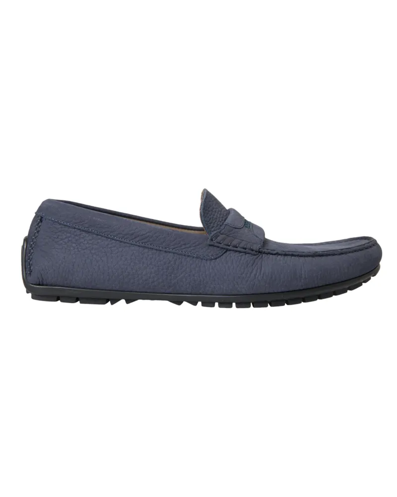 Dolce & Gabbana Men's Blue Calf Leather Slip On Moccasin Shoes Calfskin Blue