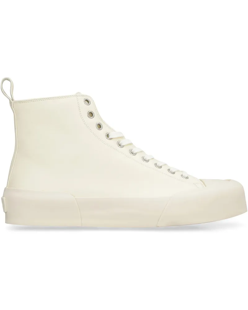 Jil Sander Women's Panna Leather High-Top Sneakers Trainers White
