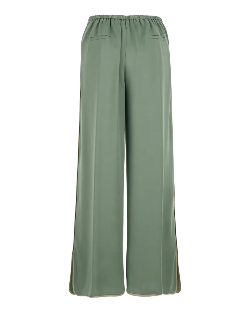 forte_forte Women's Trousers Wide-Leg Green Viscose Blend Acetate Green