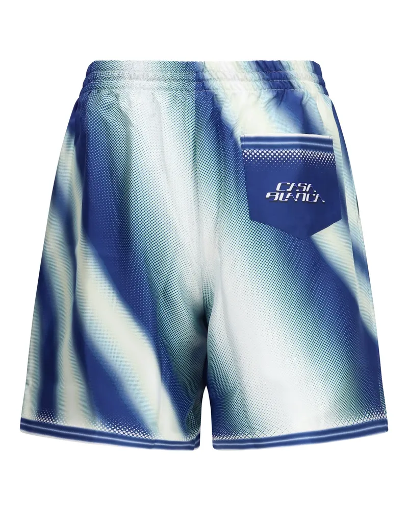 Casablanca Paris Men Silk Flaming Shorts Tennis Ball Bermuda Blue