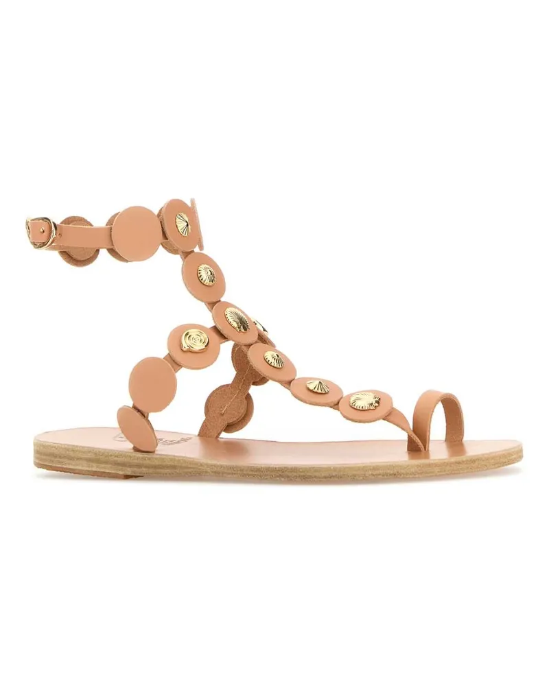 Ancient Greek Sandals Women's Peach Leather Thong Sandals Natural Sandali Beige