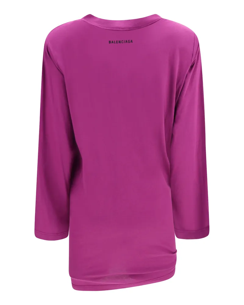 Balenciaga Asymmetric Long-Sleeve T-Shirt — Purple 