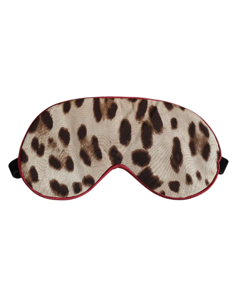 Dolce & Gabbana Brown Leopard Print Silk Women Accessory Sleep Eye Mask Brown