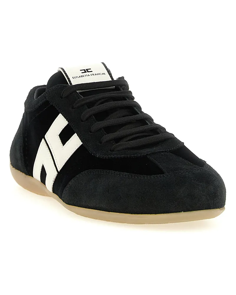 Elisabetta Franchi Nappa and Velvet Sneaker — Black Black