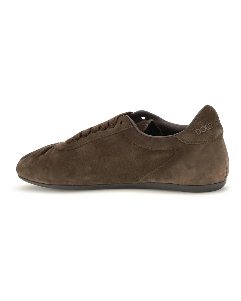 Dolce & Gabbana Women's Low-Top Suede Sneakers Black Upper: Trainers Brown