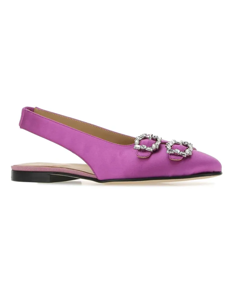 Edhèn Milano Women's Purple Satin Sunset Ballerinas Fucsia Ballerine Flat Shoes Purple