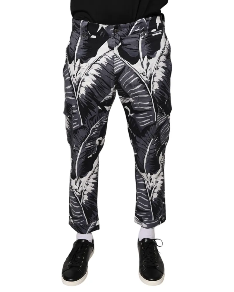 Dolce & Gabbana Banana Leaf-Print Cotton Stretch Chinos — Gray Gray