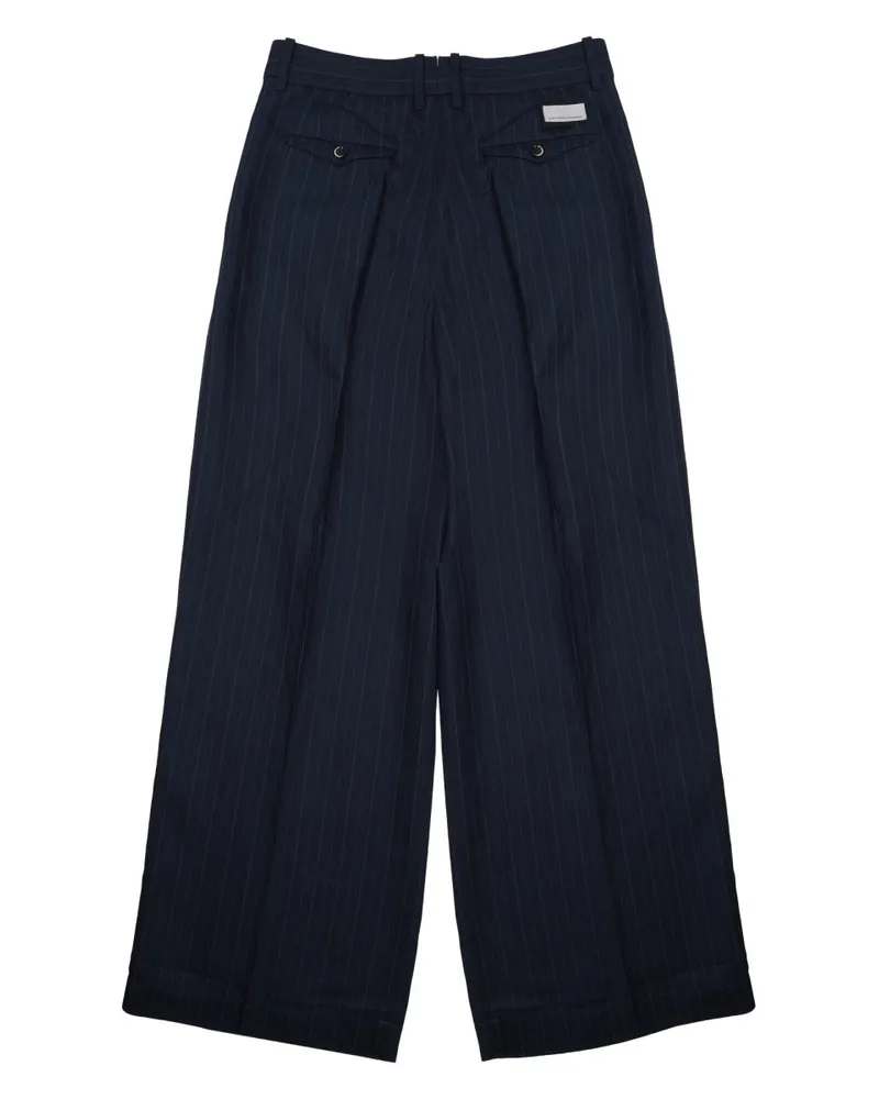 nine:inthe:morning Wide-Leg Palazzo Viscose-Linen Trousers — Blue Blue