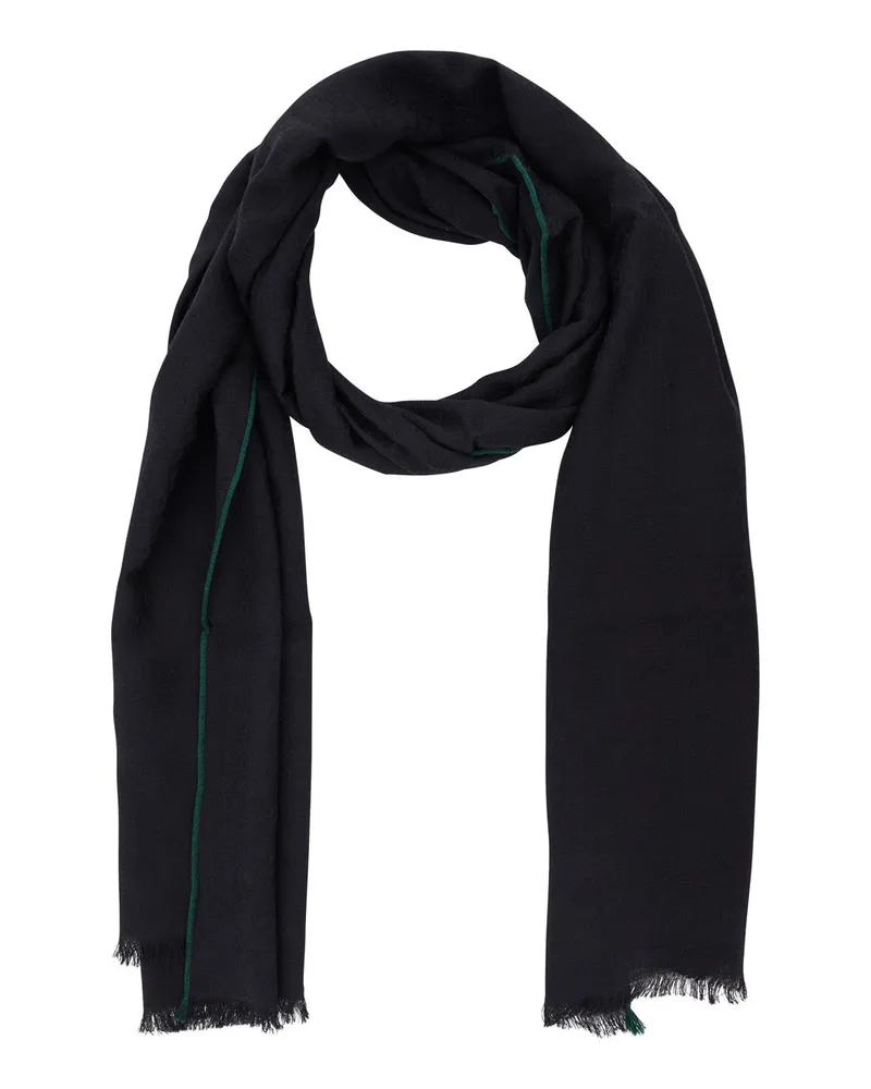 Gucci Men's Scarf Black Wool-Silk Wool Silk Scarfs Black