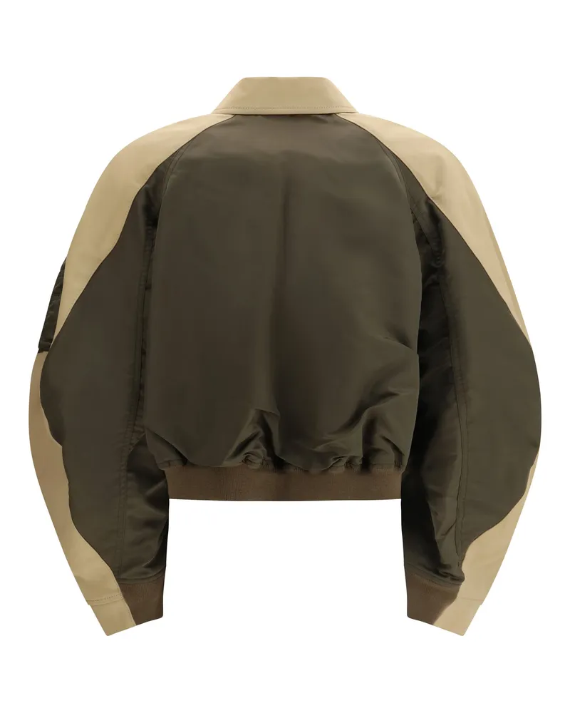 Sacai Women's Bomber Jacket Cotton-Nylon D-Khaki-Beige D/khaki/beige Beige