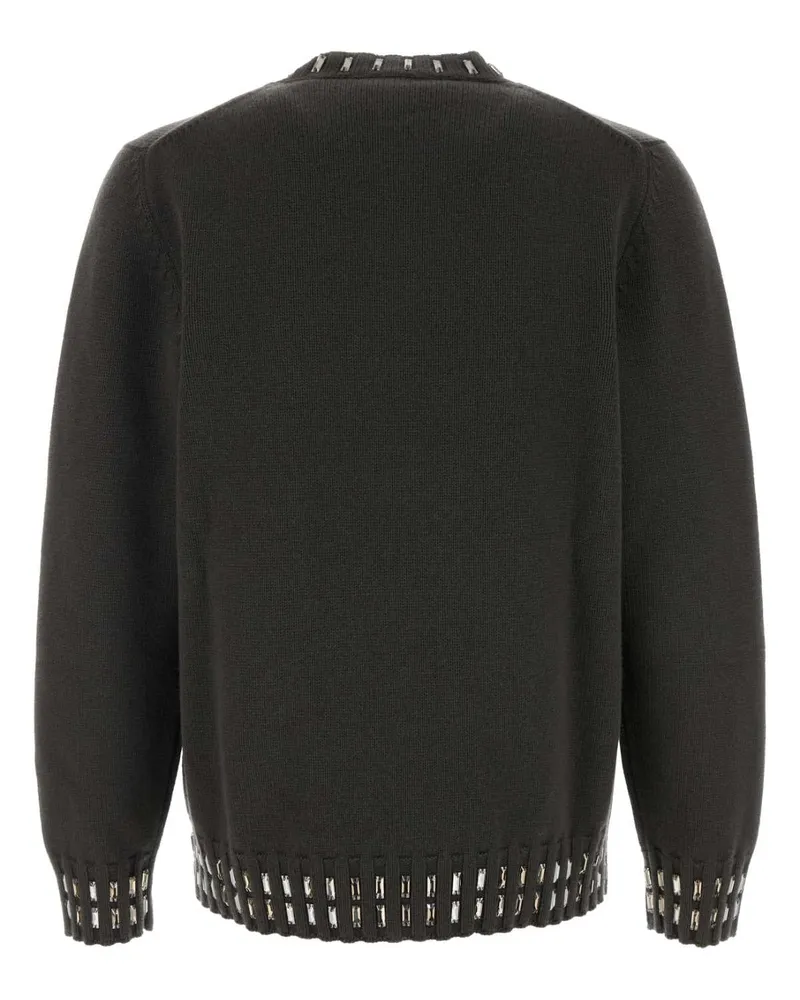 Fendi Men's Charcoal Wool Blend Sweater Peltro Exterior: Cashmere Maglieria Gray