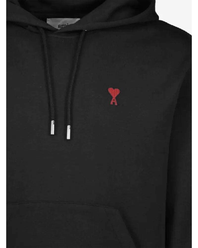 AMI Paris Men's Cotton Hoodie Black Sweatshirts Sweater Black