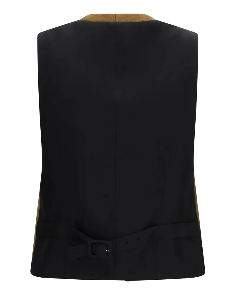 Burberry Women's Textured Wool And Mohair Sleeveless Vest Hazelnut Brwn Stripe Ovis Aries; Blazers & Vests Brown