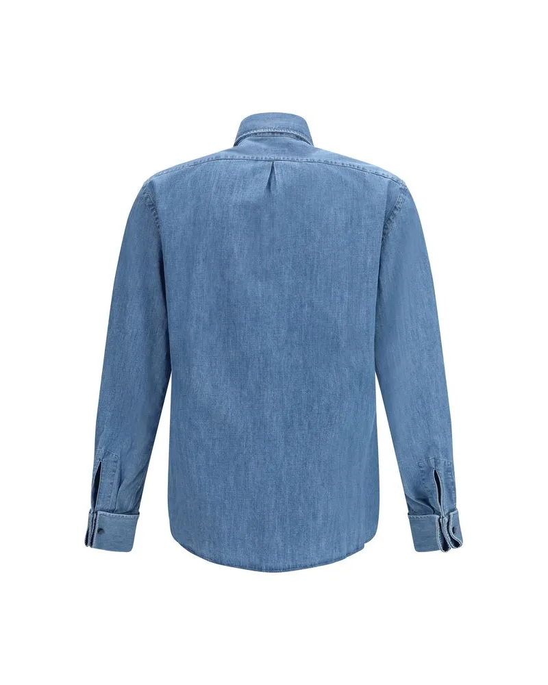 Brunello Cucinelli Cotton Denim Shirt — Blue Blue