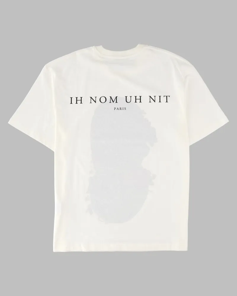 IH NOM UH NIT Newspaper Mask Graphic T-Shirt — White White