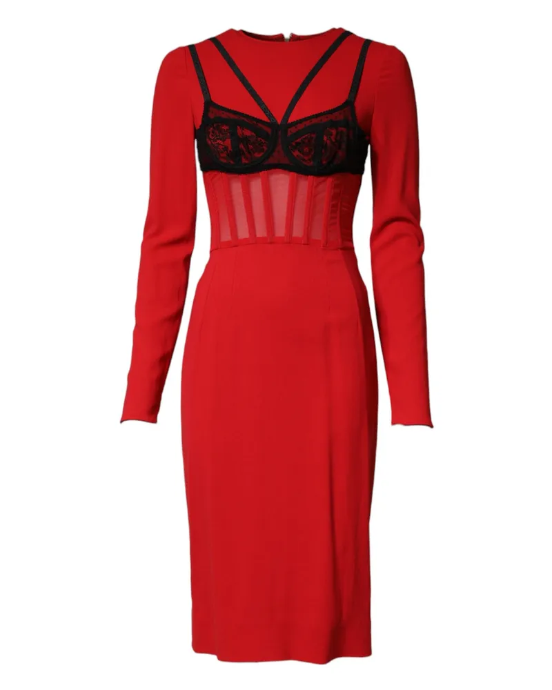 Dolce & Gabbana Women Black Red Contrasting Bra Cady Midi Dress And 05+pa+vi Red