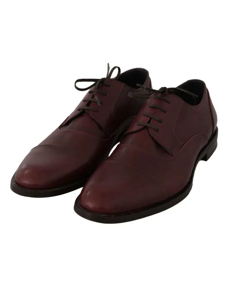 Dolce & Gabbana Men's Red Bordeaux Leather Derby Formal Shoes Bordeaux